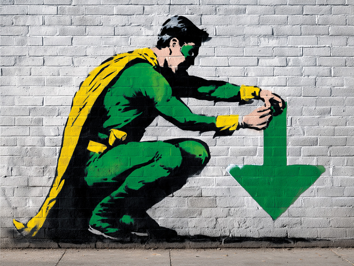 Power Downloader in the style of Banksy